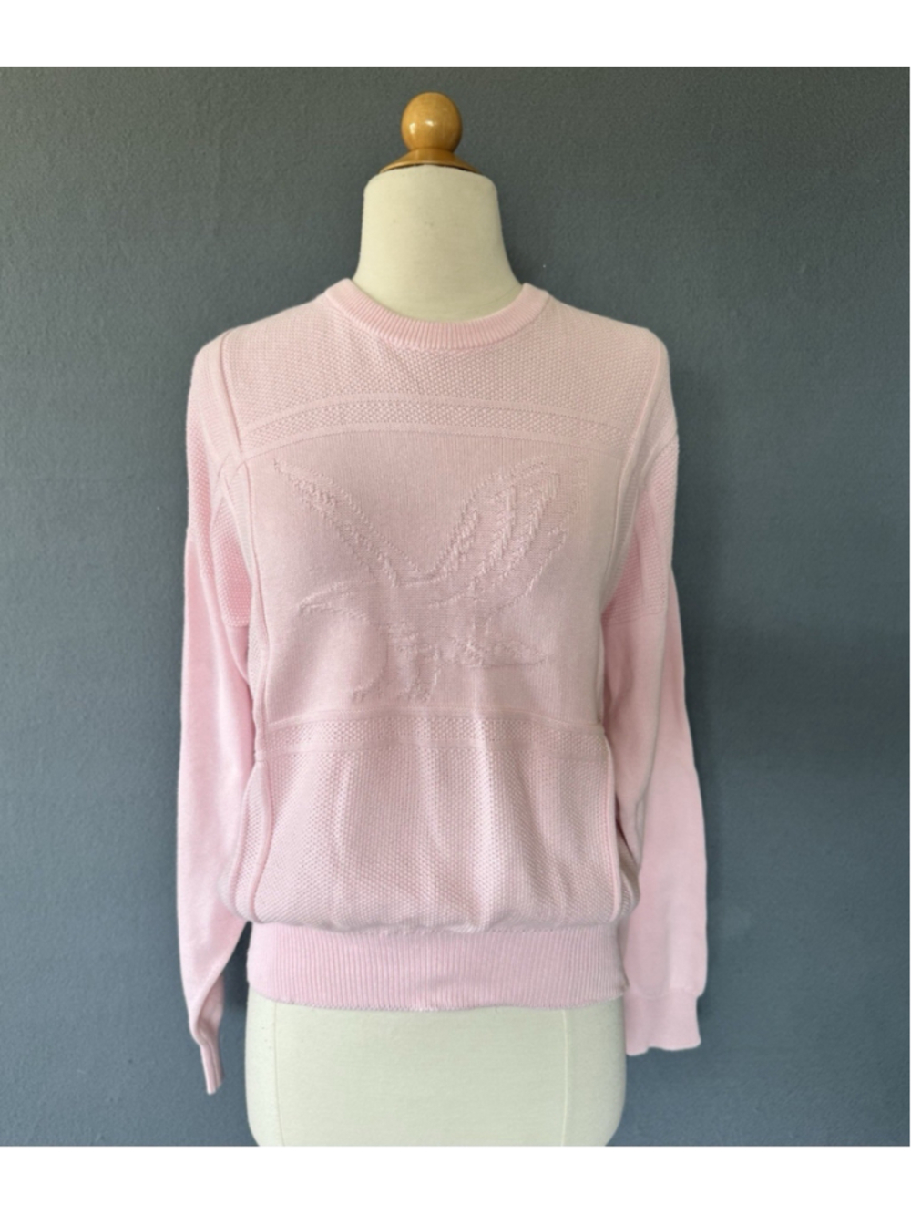 Vintage Lyle & Scott Pink Sweater Made in Scotland Cotton Knit Medium - Picture 2 of 9